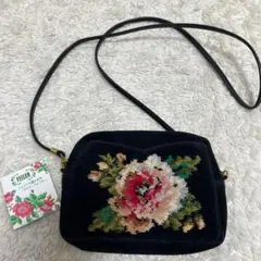 FEILER ショルダーバッグ　ポシェット　ブラック　花柄