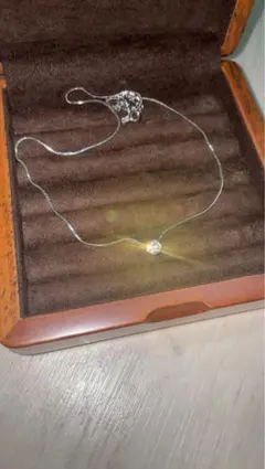 K18 刻印有 シンプルネックレス ストーン付き