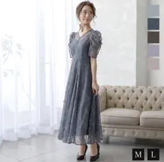 PourVous 総レースパワーショルダーデザインドレス