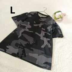 メンズ 半袖Tシャツ 迷彩 黒 カモフラ ブラック カジュアル トップス/L