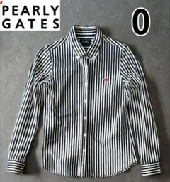 パーリーゲイツ 長袖シャツ ストライプ　紺　ゴルフウェア レディース