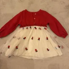 赤白花柄刺繍ワンピース