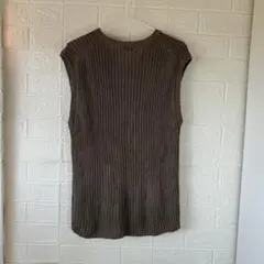 comme ca ism コムサイズム ブラウン リブ編み ニットベスト