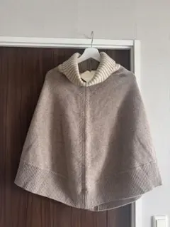 BEAMS ウールポンチョ ベージュ