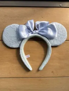 水色 ミッキー耳カチューシャ レース