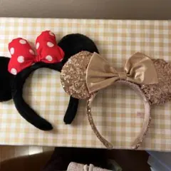 ミニーマウス・ゴールドラメ耳カチューシャ　コメントよりばら売り可