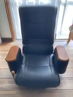 リクライニング座椅子 黒 合成皮革