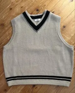 WEGO ベージュ ブラック Vネック ベスト M