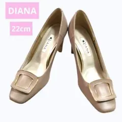 DIANA ダイアナ スクエアトゥ バックル パンプス ベージュ 22cm