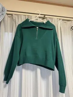 グリーン クロップドニット Mサイズ