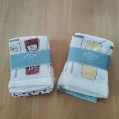 新品未使用　ガーゼタオル　ハンカチ　布巾　ふきん　ジャムカップ柄