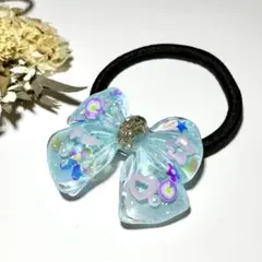 リボン　レジン　ヘアゴム