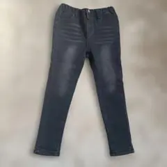 ダークグレー ブラックジーンズ　うちボア　スリムフィットデニムパンツ 防寒