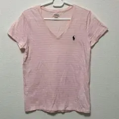 ポロ　ラルフローレン Vネック POLO Tシャツ　ボーダー　半袖　M