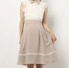 美品⭐︎衿付きコードレースドッキングワンピース