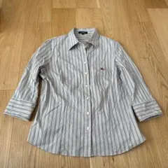 【大人気美品】バーバリーロンドン　7分丈シャツ　ストライプ　ベージュ　15 L