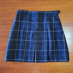 台形スカート　ミニスカート　チェック　ボックスプリーツ入り