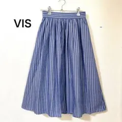 ViS フレアギャザースカート ストライプ柄 Ａライン　ナチュラルのサムネイル