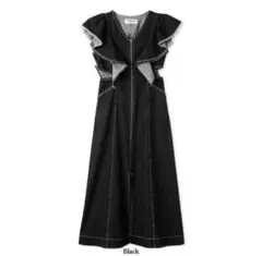 lilybrown フロントファスナーフリルワンピース BLK