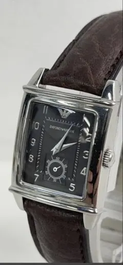 EMPORIO ARMANI スモセコ スクエア クォーツ レディース稼働！