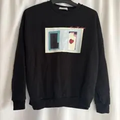 グラフィックプリント 黒 トレーナー M