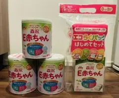 【新品未開封】森永 E赤ちゃん 800g×4個　缶　箱　ケース、スプーン付のサムネイル