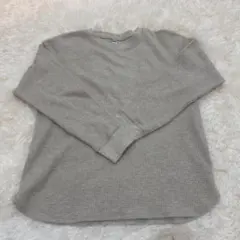 ベージュ 長袖 Tシャツ ワッフル ユニクロ/UNIQLO L