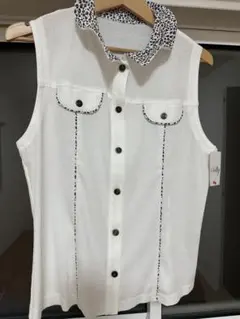 Sellty 白　ノースリーブ　レオパード