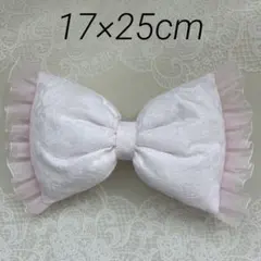 盛り髪リボン♡白×ピュアピンク大花＋ピンクフリル♡体育祭♡J K♡文化祭♡