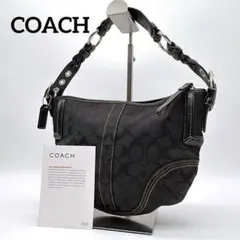 【コーチ】ワンショルダーバッグ シグネチャー キャンバス ブラック黒 カード付き