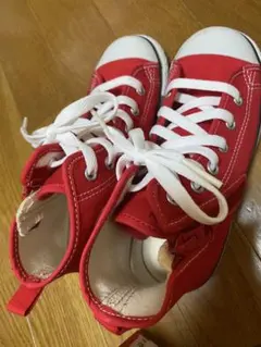 レッド ハイカットスニーカー ジッパー付き