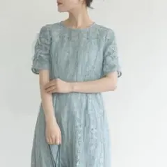 kaene　リボンチュールエプロンドレス　カエン　ミント　38サイズ