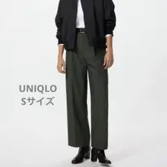 UNIQLO タックワイドパンツ ダークグリーン S