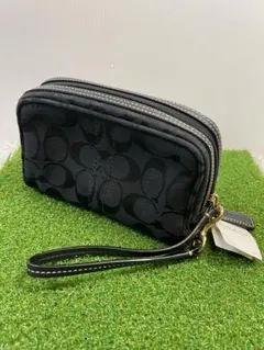 【未使用・タグ付】COACH コーチ シグネチャー ポーチ バニティ ブラック