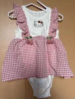 ハローキティ ギンガムチェックロンパース