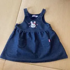 靴下プレゼント！ミキハウスのオーバーオール　デニム　ジャンバースカート