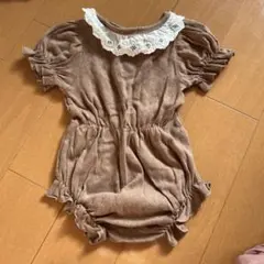 MONBEBE ブラウン レース襟ロンパース