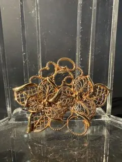 K18 透かし細工 フラワーモチーフ ブローチ 約9g 花 金細工 ゴールド 