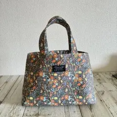 花柄トートバッグ〜チャコールグレーのサムネイル