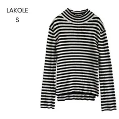 【LAKOLE】ボーダー 長袖ニット モックネックSサイズ a0538