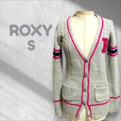 ロキシー ROXY ケーブルニットカーディガン スクール風 S ピンク Y2Kのサムネイル