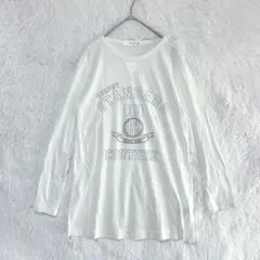 H.A.K ロゴTシャツ 長袖 カットソー ホワイト シンプル プリントT