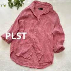 PLST プラステ　シャツ　ブラウス　リネン　麻　長袖　赤