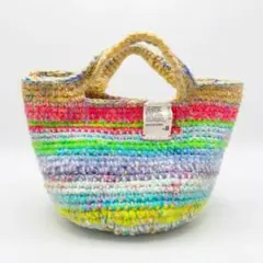 一点もの⭐︎手編みバッグ カラフル ミニトート　かぎ針編み