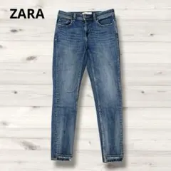 【ZARA】ザラ スキニーデニムパンツ カットオフ加工 アンクル丈