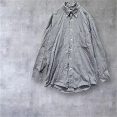 【ランズエンド】長袖シャツ ギンガムチェック ボタンダウン グリーン　M