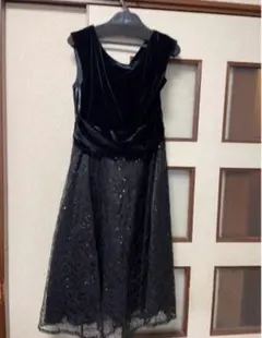 ＊レディース ドレス ブラック 結婚式 パーティー ベロア＊