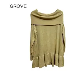 B0132GROVE長袖ニットセーター首広めオフショルダーギャルデート