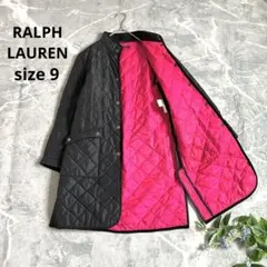 ラルフローレン⁂ロングコート　キルティングコート　バイカラー　黒　ピンク　M