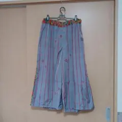着物リメイク　カジュアルパンツ、超ワイドパンツ　ガウチョパンツ